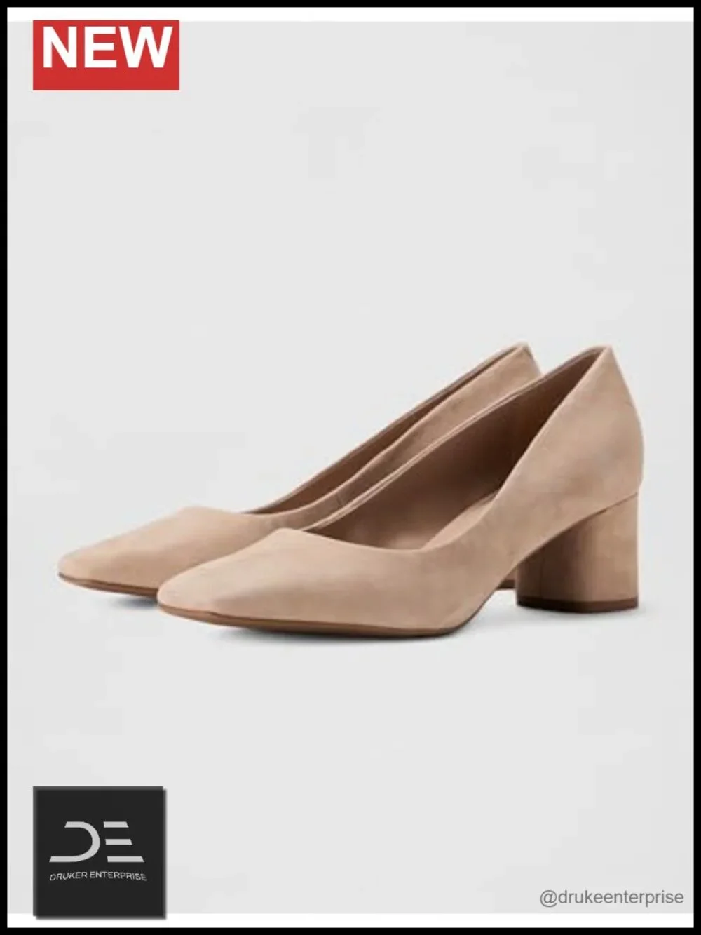 Suede Square Toe Block Heel Pumps Slip On 2.83